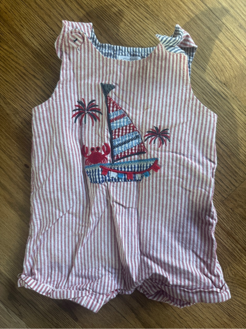 Mud Pie Red and Blue Striped Baby Romper